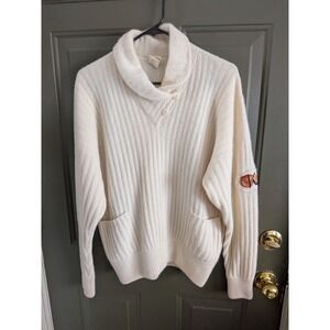 Krizia Maglia Vintage Wool Angora Shawl Collar Sweater Cream Size 42/Medium